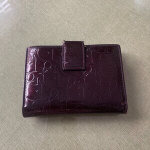 Christian Dior Patent Monogram Wallet (Bordeaux / Plum Tone)